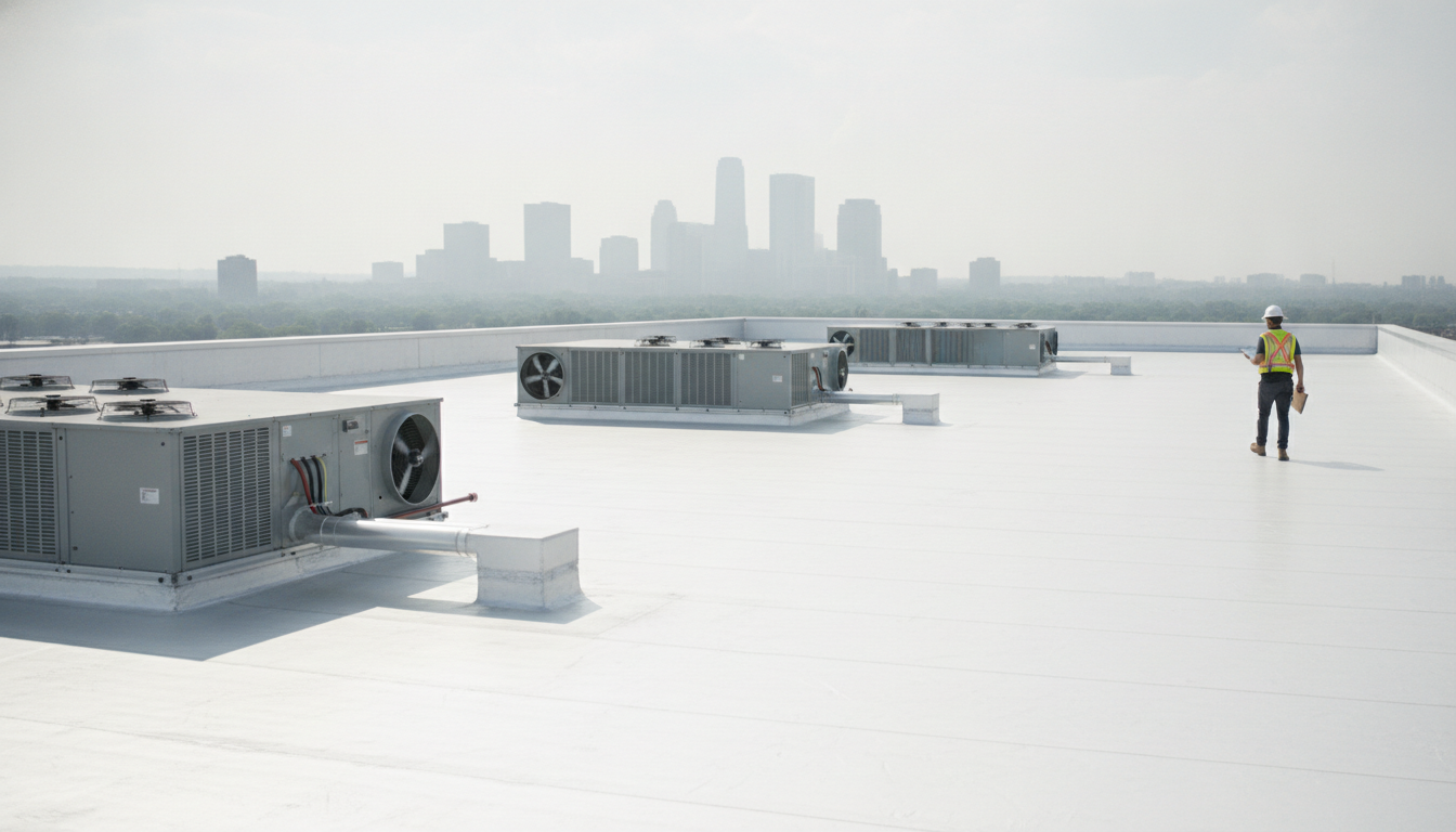 Commercial flat roof with TPO membrane