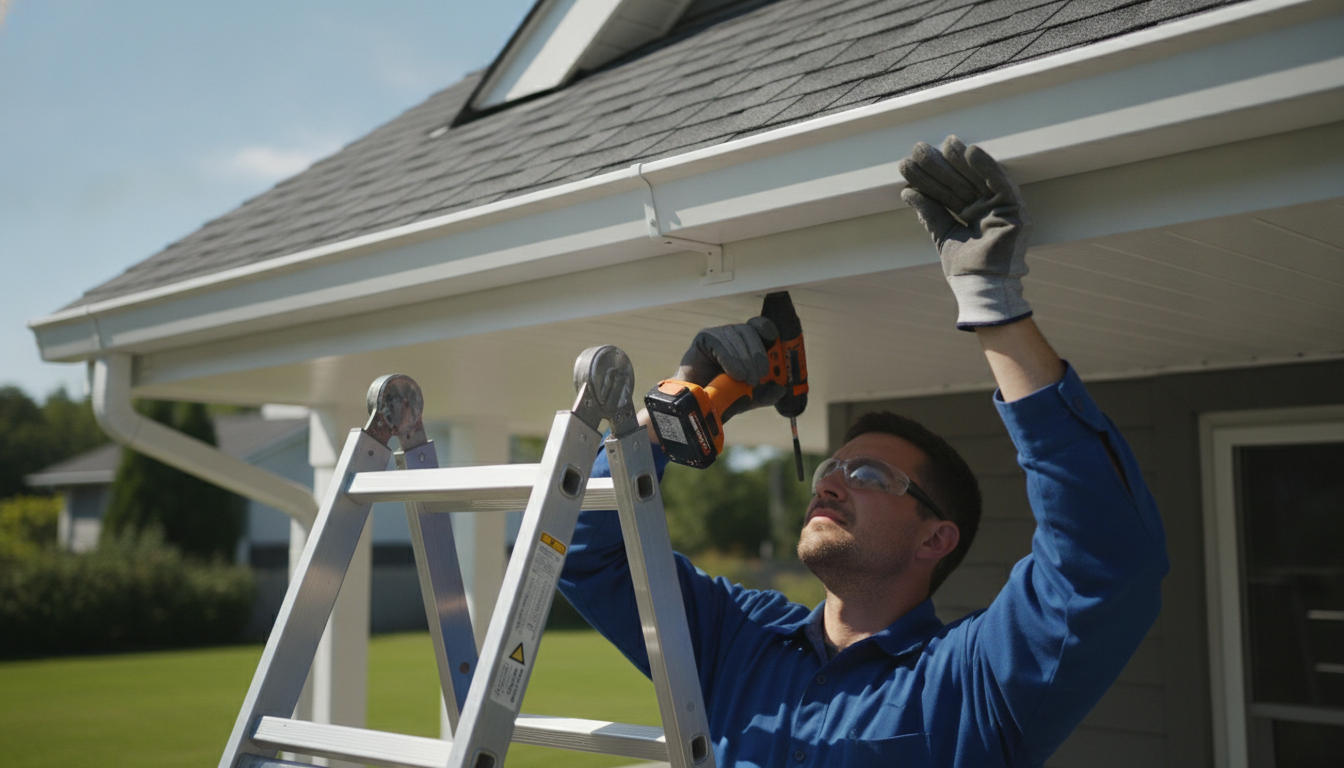 Gutter installation on a residential home